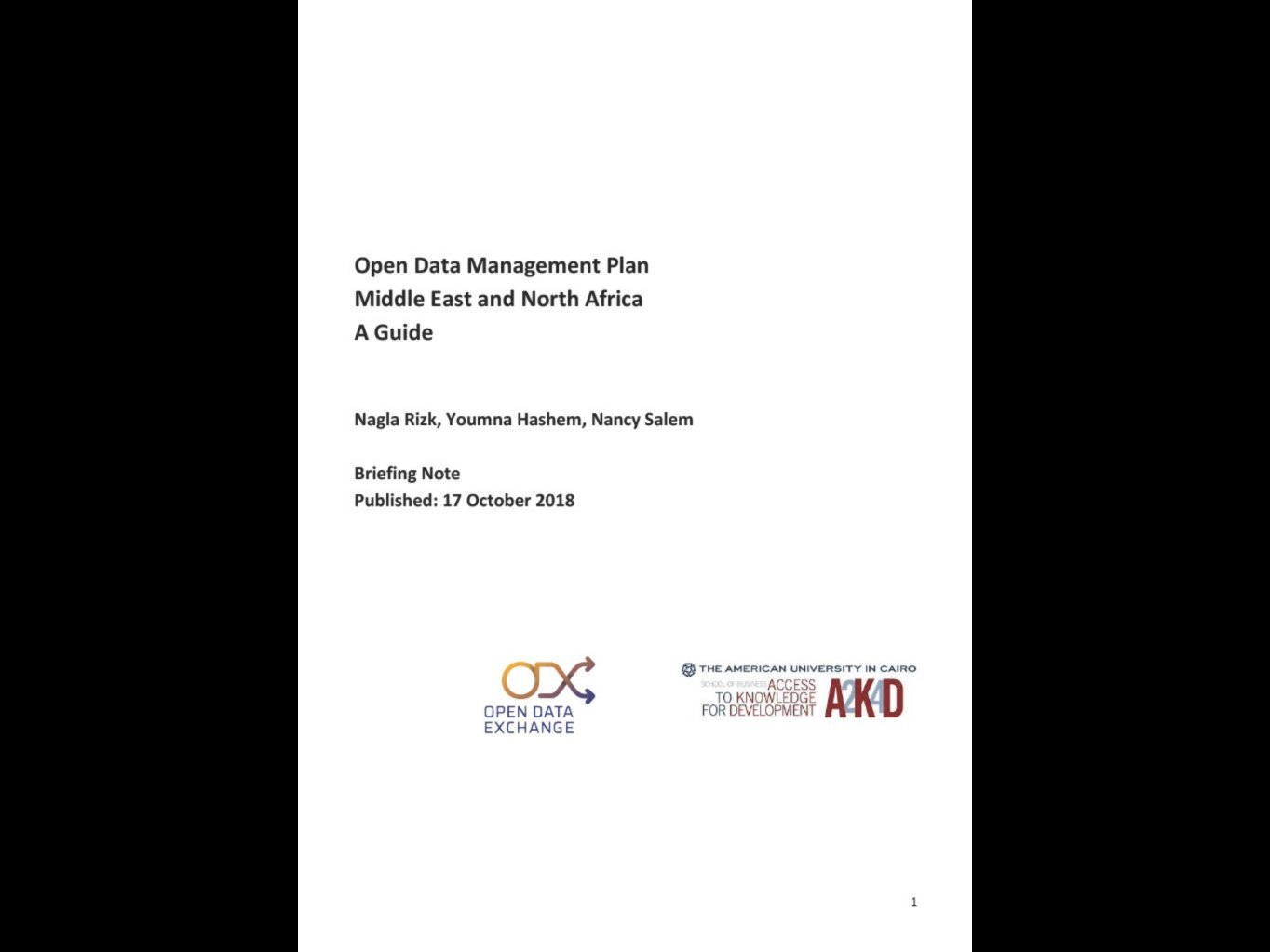 OD4D - Open Data Management Plan Middle East and North Africa A Guide